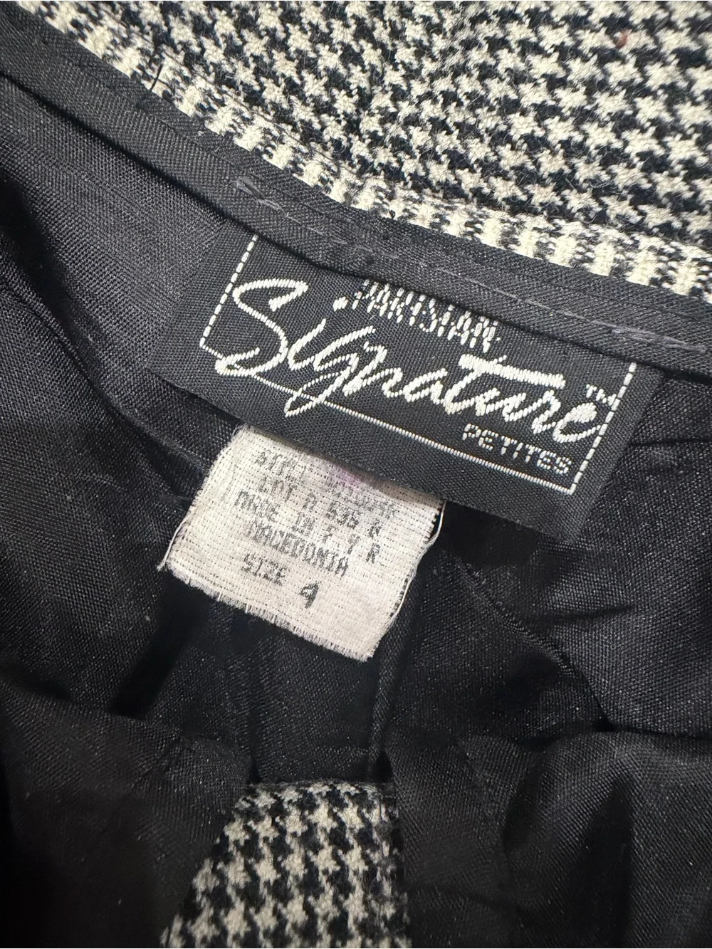 Parisian Works Black & White Houndstooth Blazer and Pants Set wool